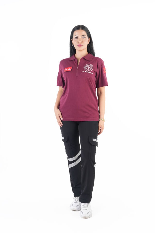 Sağlık Bakanlığı 112 Acil Bordo Fermaurlı T-shirt (Unisex)