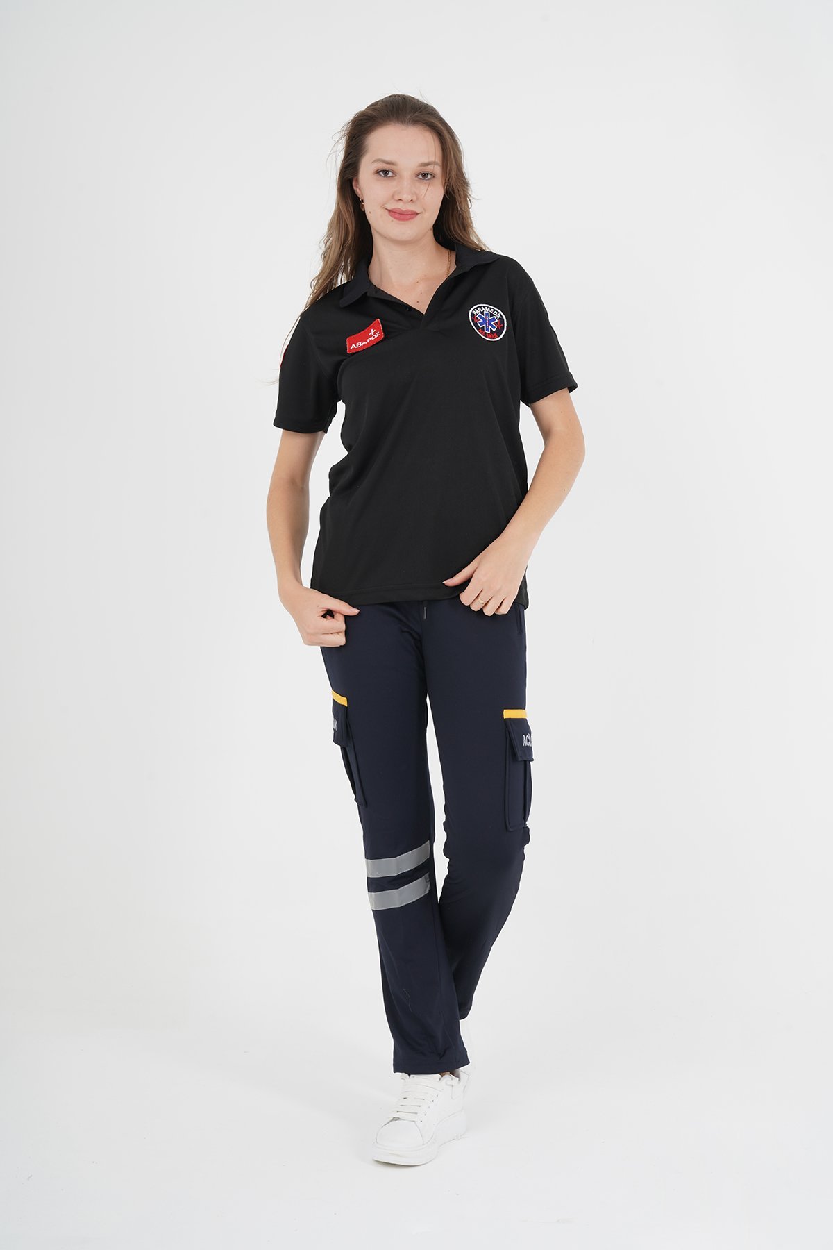 Yeni Paramedik Polo Yaka Siyah Comfort T-shirt (Fileli-Unisex)