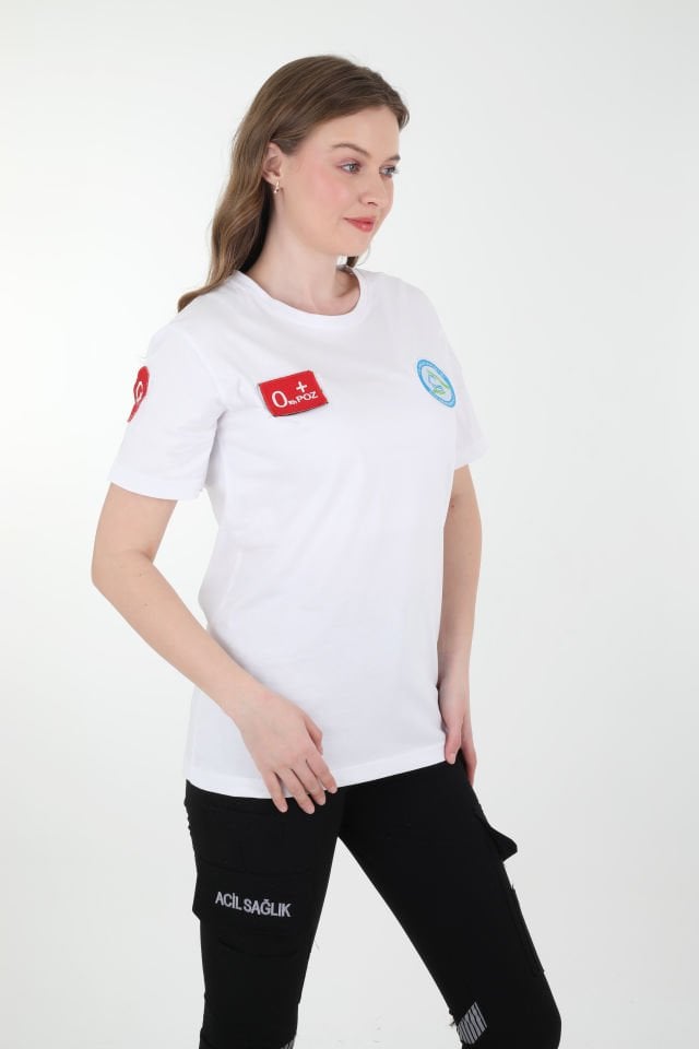 Evde Sağlık Beyaz Penye T-shirt (Unisex)