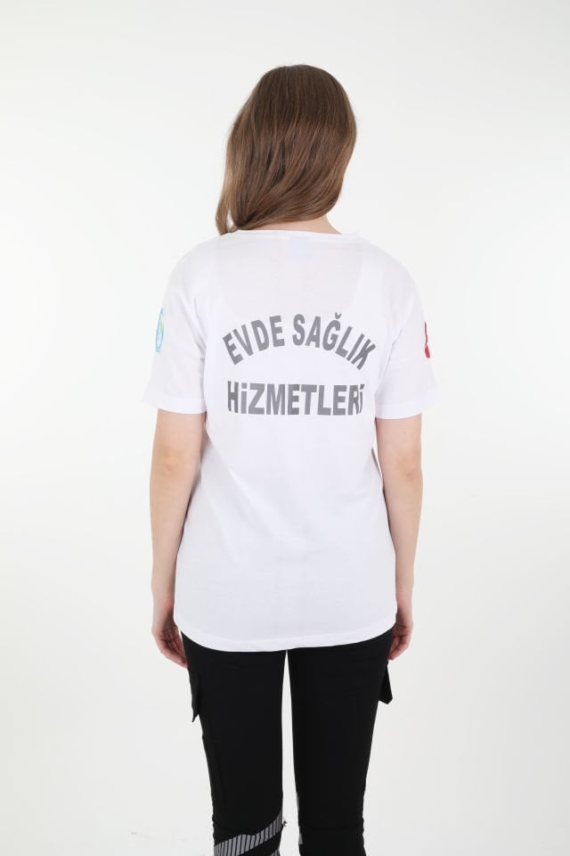 Evde Sağlık Beyaz Penye T-shirt (Unisex)