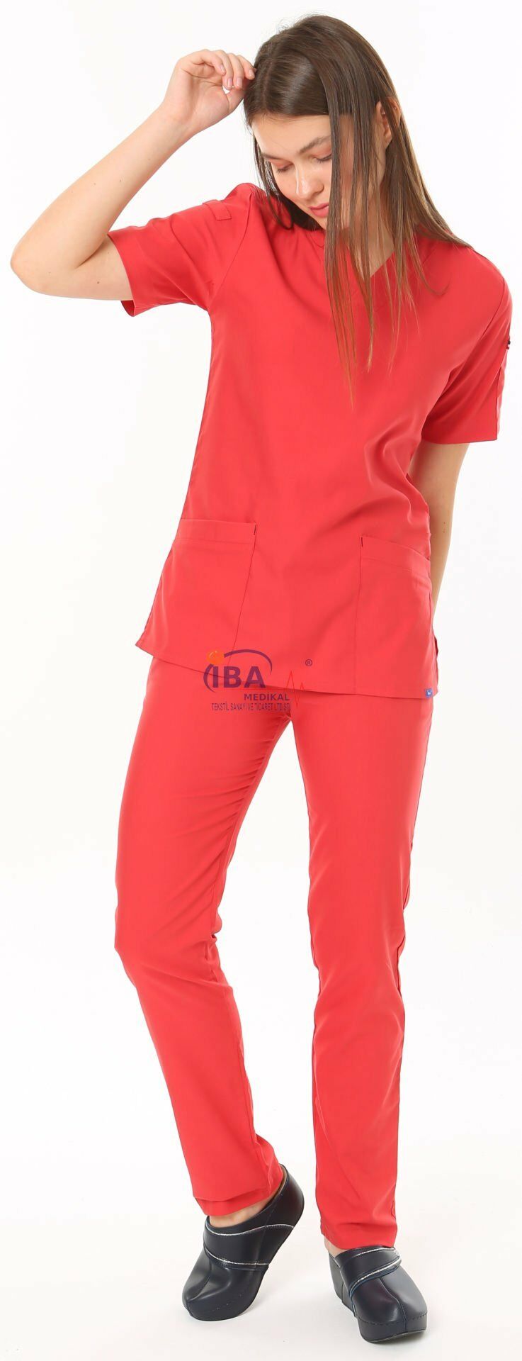 İ-Cool U Yaka Likralı Cerrahi Takım 3XL-54/56 Beden - Nar Çiçeği