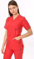 İ-Cool U Yaka Likralı Cerrahi Takım 3XL-54/56 Beden - Nar Çiçeği