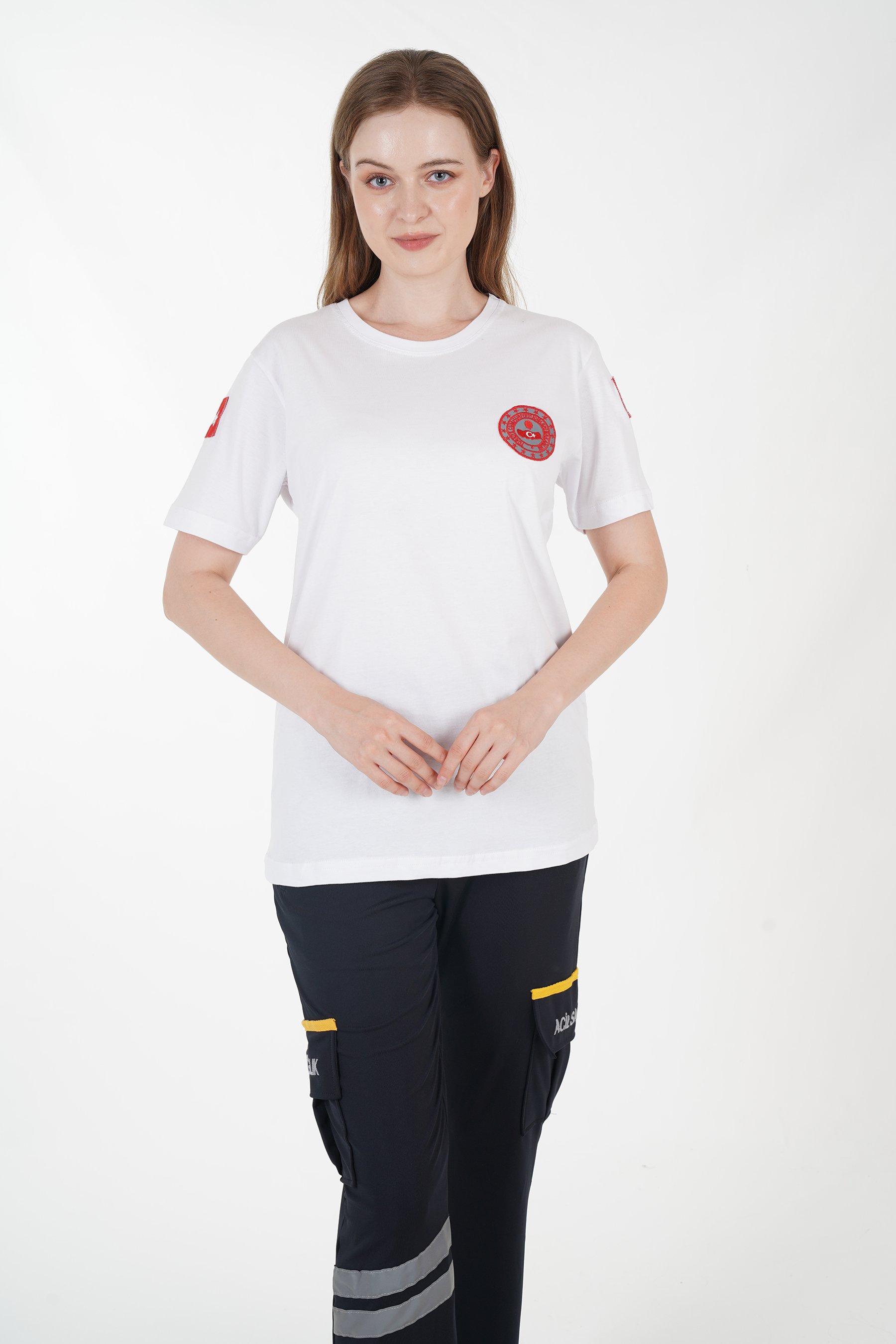 112 Acil Çağrı Merkezi Beyaz Penye T-shirt (Unisex)