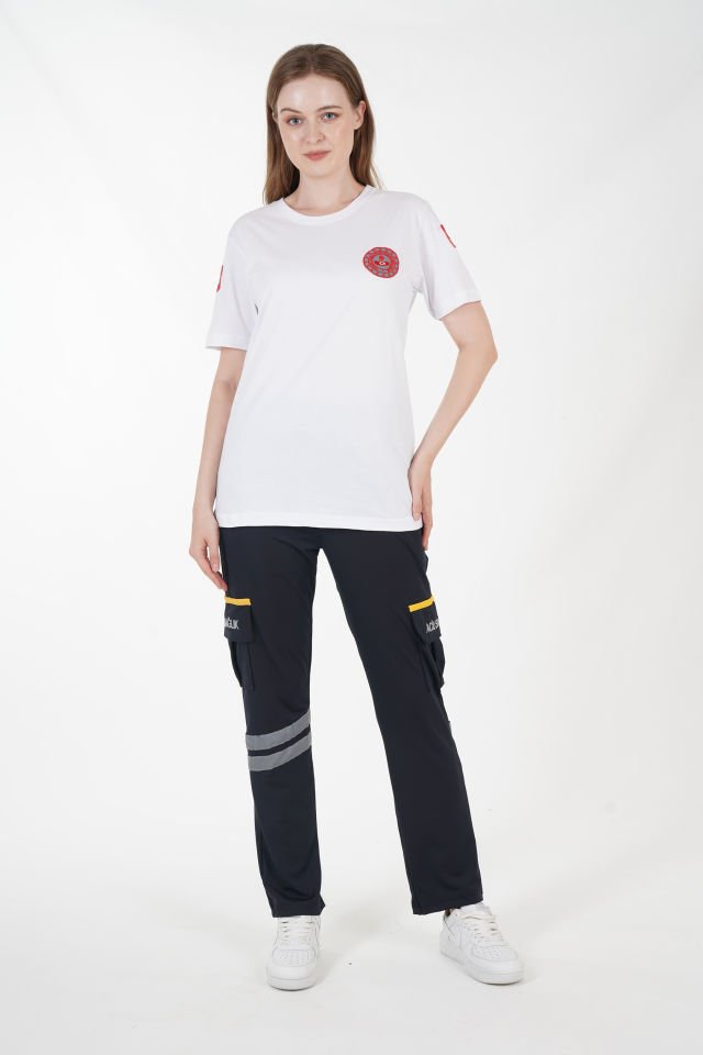 112 Acil Çağrı Merkezi Beyaz Penye T-shirt (Unisex)