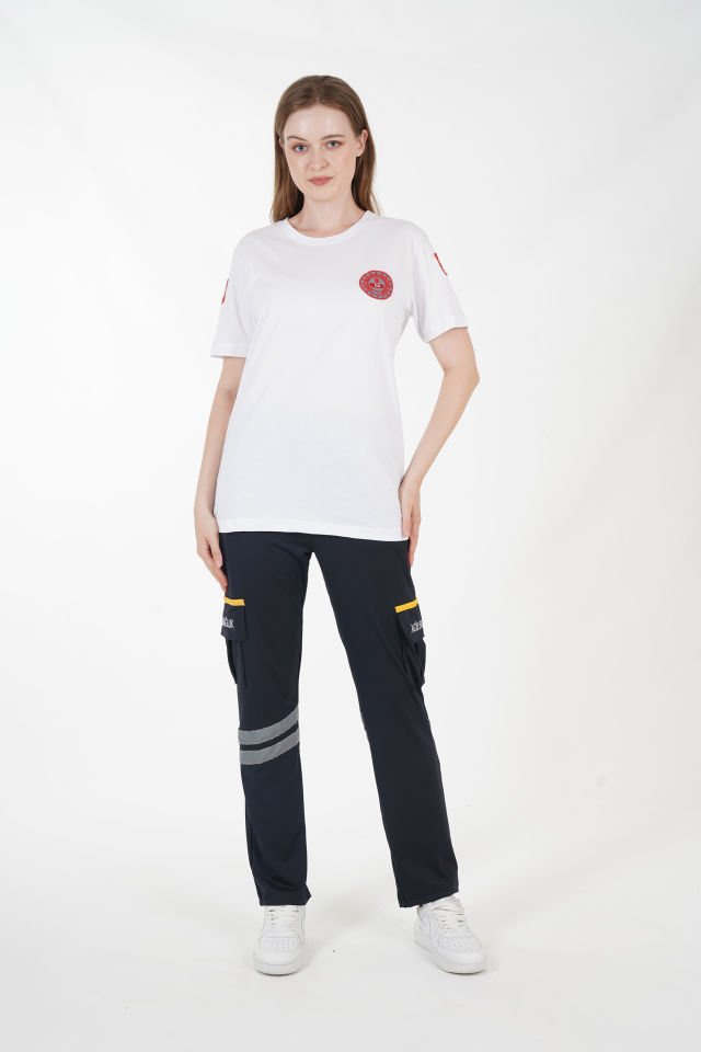 112 Acil Çağrı Merkezi Beyaz Penye T-shirt (Unisex)