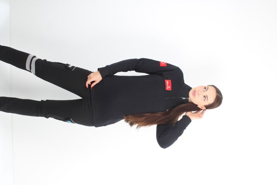 Acil Sağlık Siyah Fermuarlı Swit (3 İplik-Unisex)