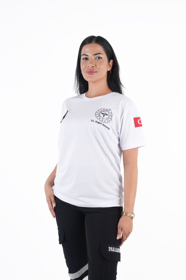 Sağlık Bakanlığı 112 Acil Beyaz Comfort Sıfır Yaka (Unisex-Fileli)