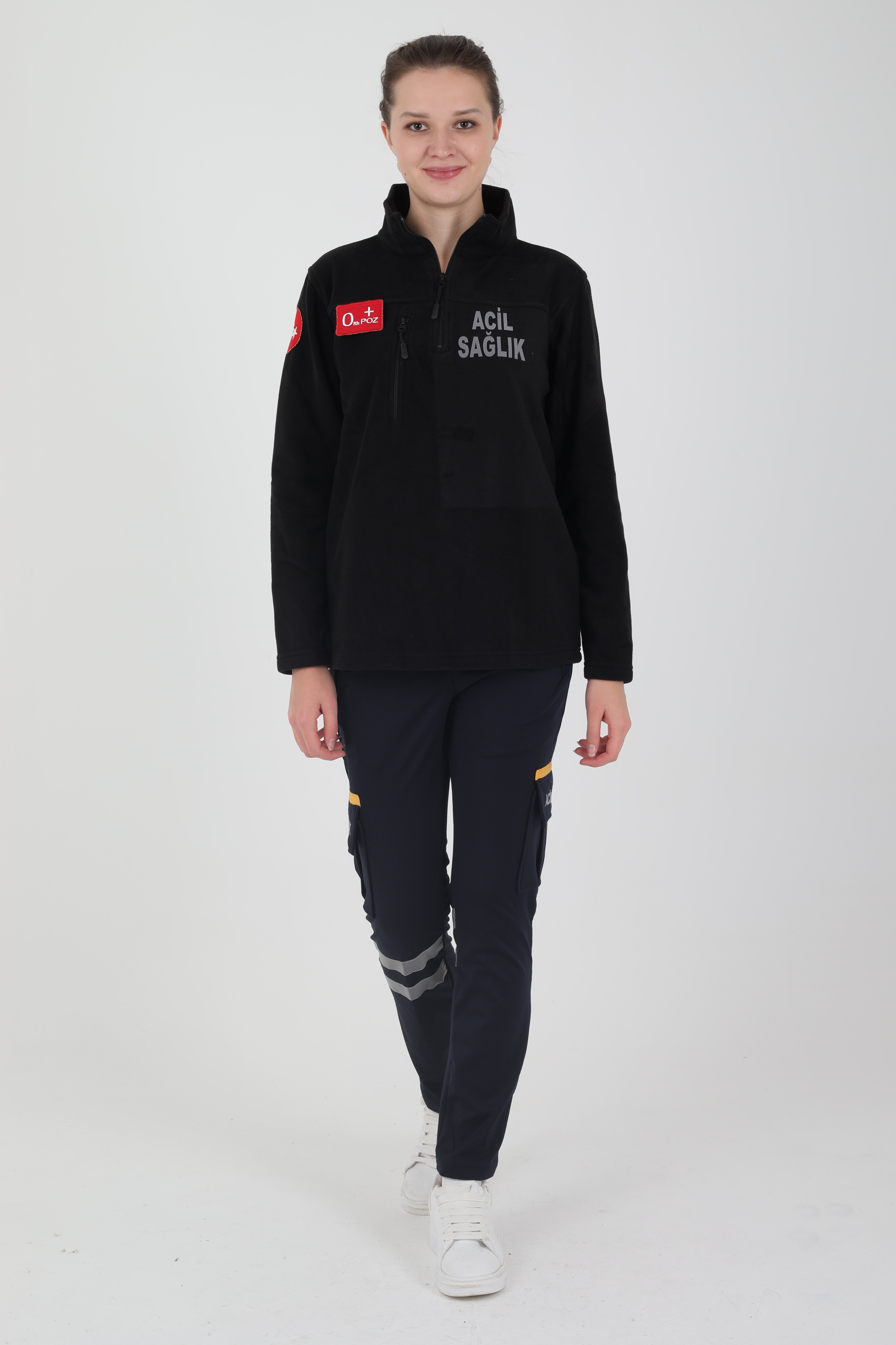 Acil Sağlık Siyah Fermuarlı Swit (Unisex)
