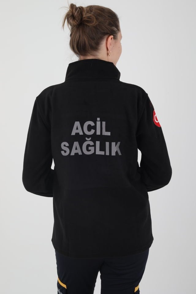 Acil Sağlık Siyah Fermuarlı Swit (Unisex)