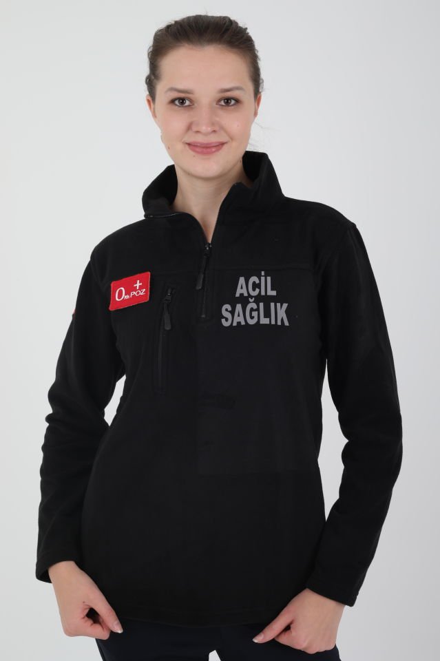 Acil Sağlık Siyah Fermuarlı Swit (Unisex)