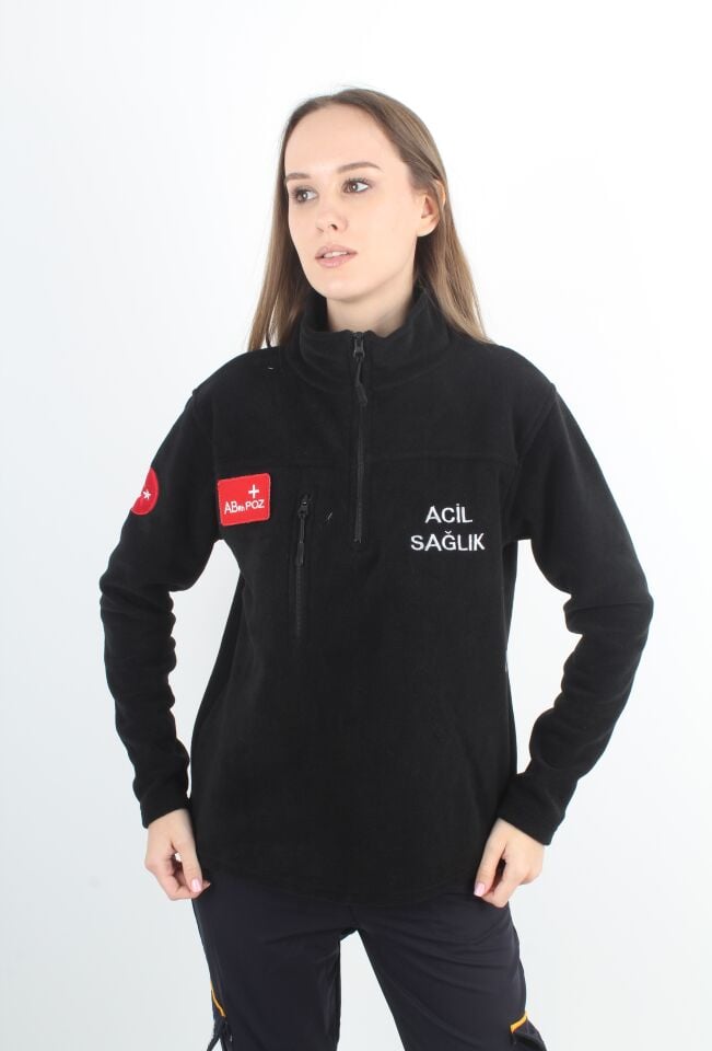 Acil Sağlık Siyah Fermuarlı Swit (Unisex)