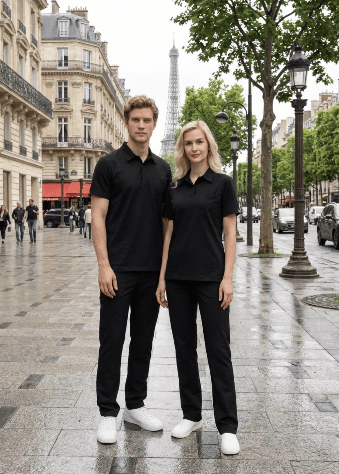 Siyah Polo Yaka Likralı Cerrahi Premium Takım (Unisex)