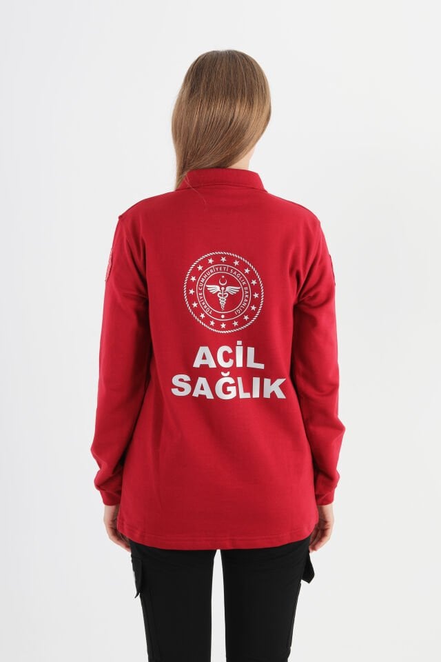 112 Acil Sağlık Bordo Polo Yaka Kışlık Swit (Unisex)