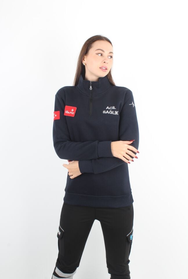 Acil Sağlık Lacivert Fermuarlı Swit (Unisex-3 İplik)