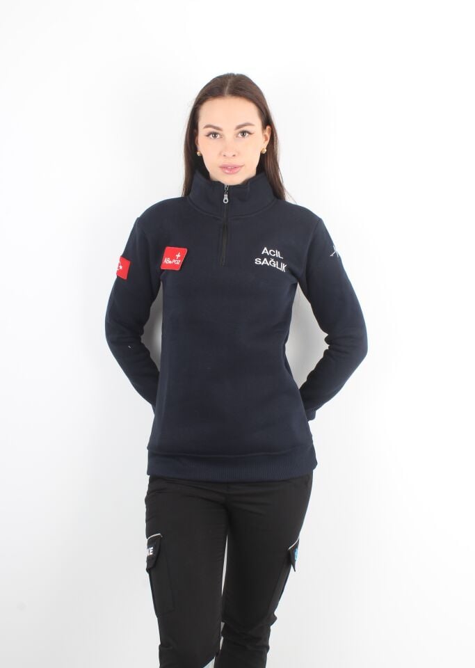 Acil Sağlık Lacivert Fermuarlı Swit (Unisex-3 İplik)