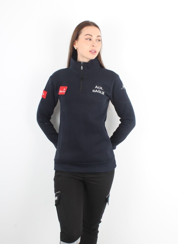 Acil Sağlık Lacivert Fermuarlı Swit (Unisex-3 İplik)
