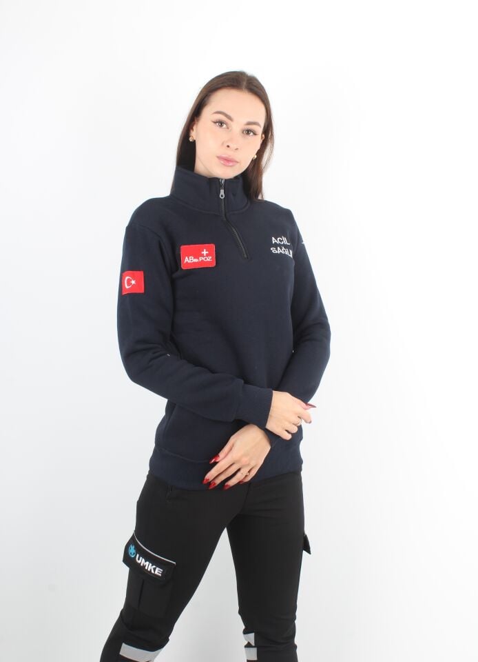 Acil Sağlık Lacivert Fermuarlı Swit (Unisex-3 İplik)