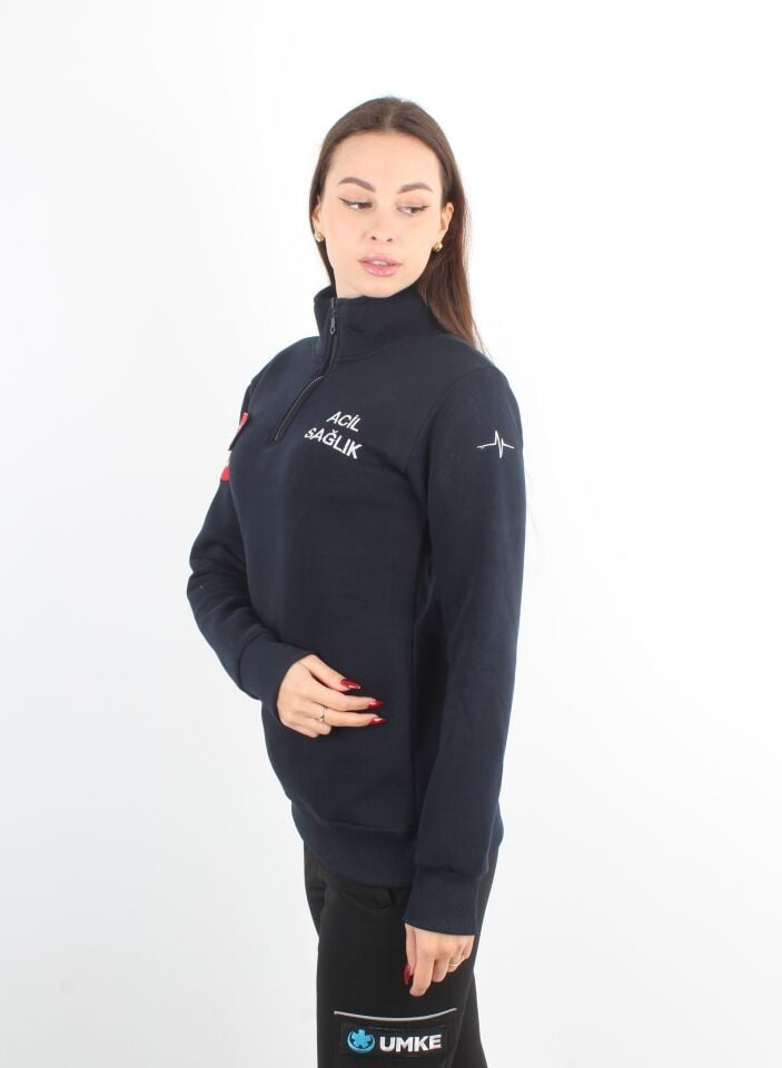 Acil Sağlık Lacivert Fermuarlı Swit (Unisex-3 İplik)