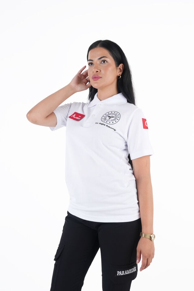 Sağlık Bakanlığı 112 Acil Beyaz Lacost Kısa Kol (Unisex)