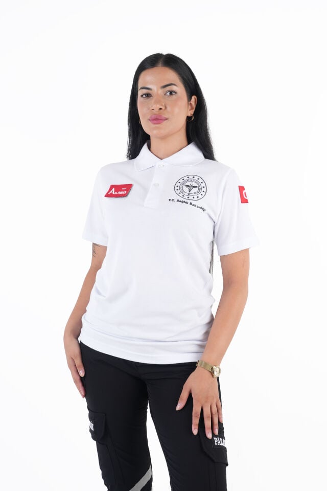 Sağlık Bakanlığı 112 Acil Beyaz Lacost Kısa Kol (Unisex)