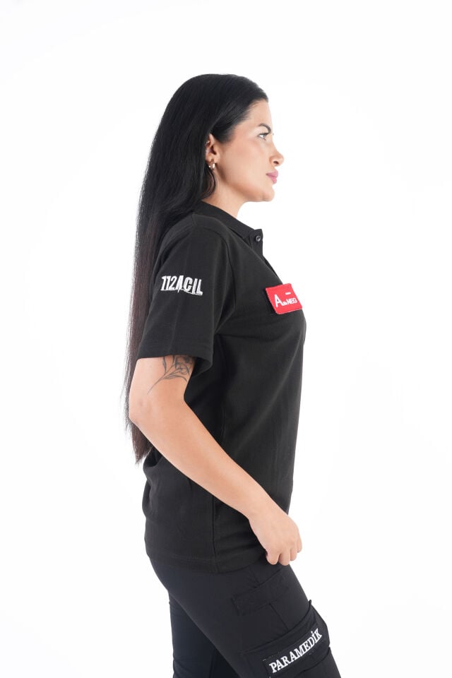 Sağlık Bakanlığı 112 Acil Siyah Lacost T-shirt (Unisex)
