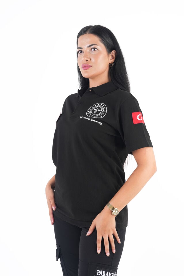 Sağlık Bakanlığı 112 Acil Siyah Lacost T-shirt (Unisex)