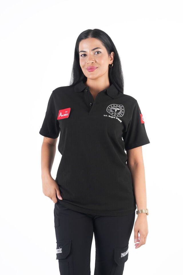 Sağlık Bakanlığı 112 Acil Siyah Lacost T-shirt (Unisex)