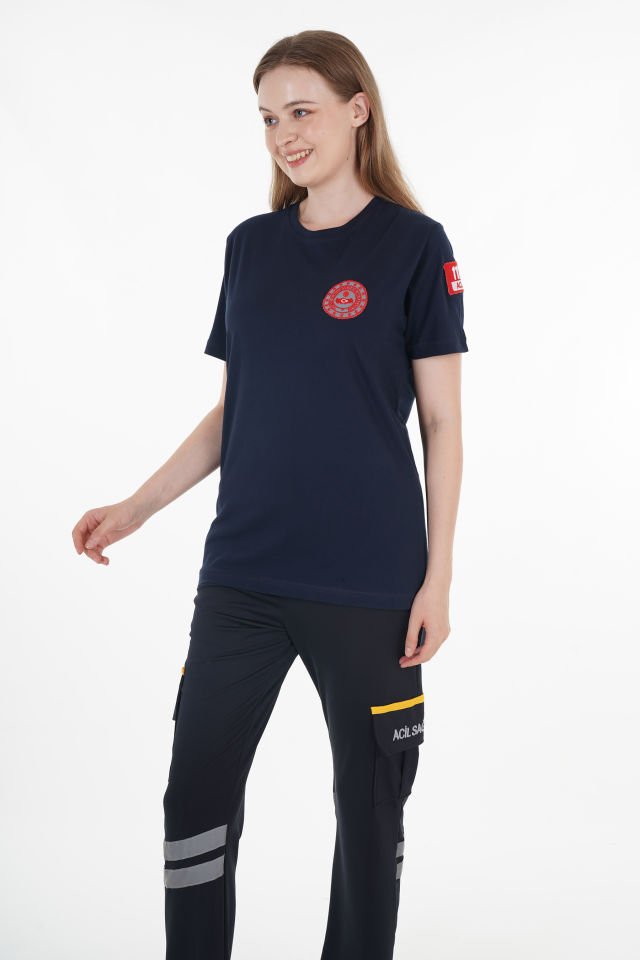112 Acil Çağrı Merkezi Lacivert Penye T-shirt (Unisex)