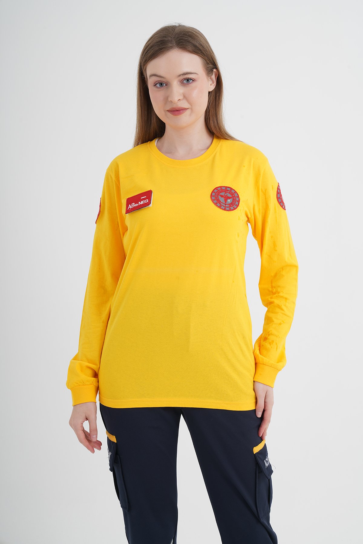 Evde Sağlık Sarı Penye Uzun Kollu T-shirt (Unisex)