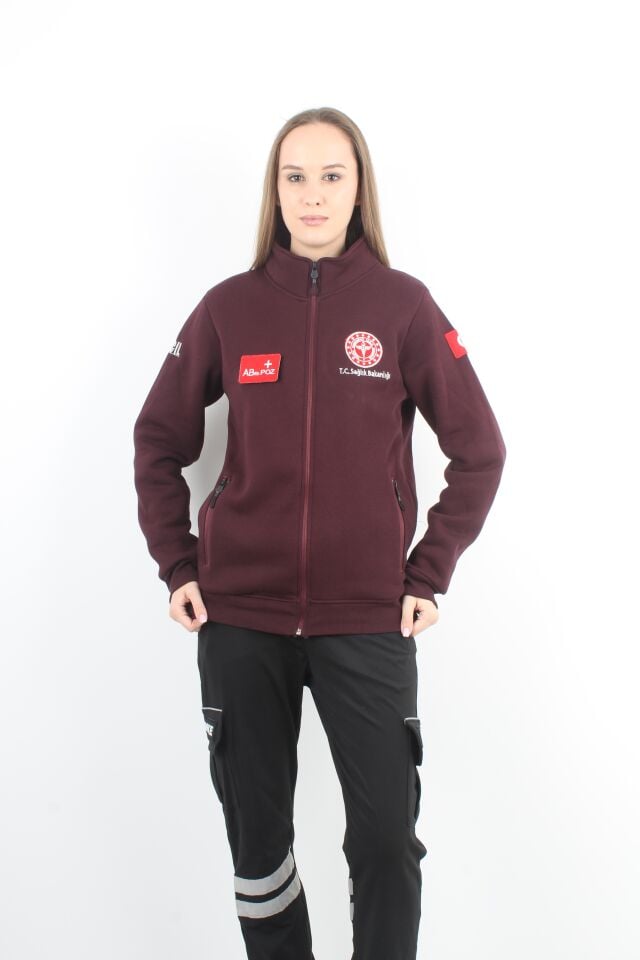 Sağlık Bakanlığı 112 Acil Sağlık Bordo Polar (Unisex-3 İplik Kumaş)