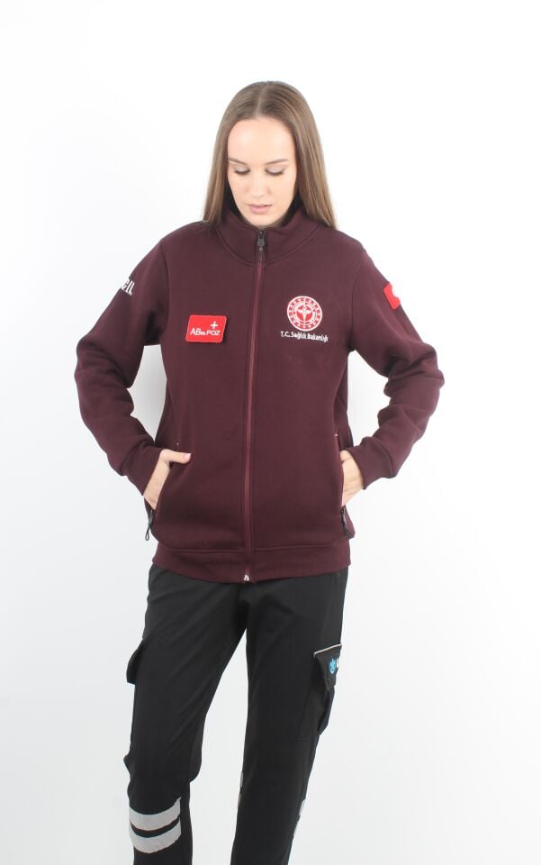 Sağlık Bakanlığı 112 Acil Sağlık Bordo Polar (Unisex-3 İplik Kumaş)