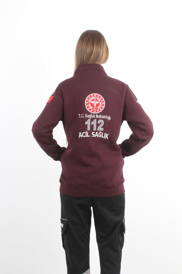 Sağlık Bakanlığı 112 Acil Sağlık Bordo Polar (Unisex-3 İplik Kumaş)
