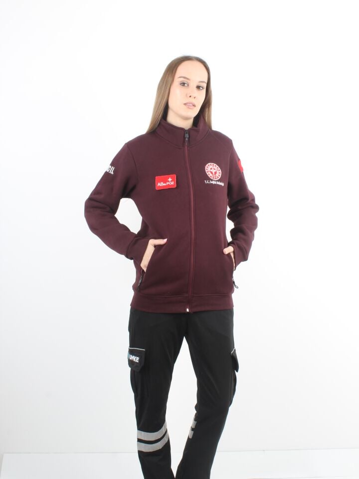 Sağlık Bakanlığı 112 Acil Sağlık Bordo Polar (Unisex-3 İplik Kumaş)