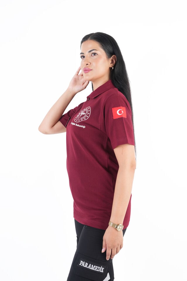 Sağlık Bakanlığı 112 Acil Bordo Lacost T-shirt (Unisex)