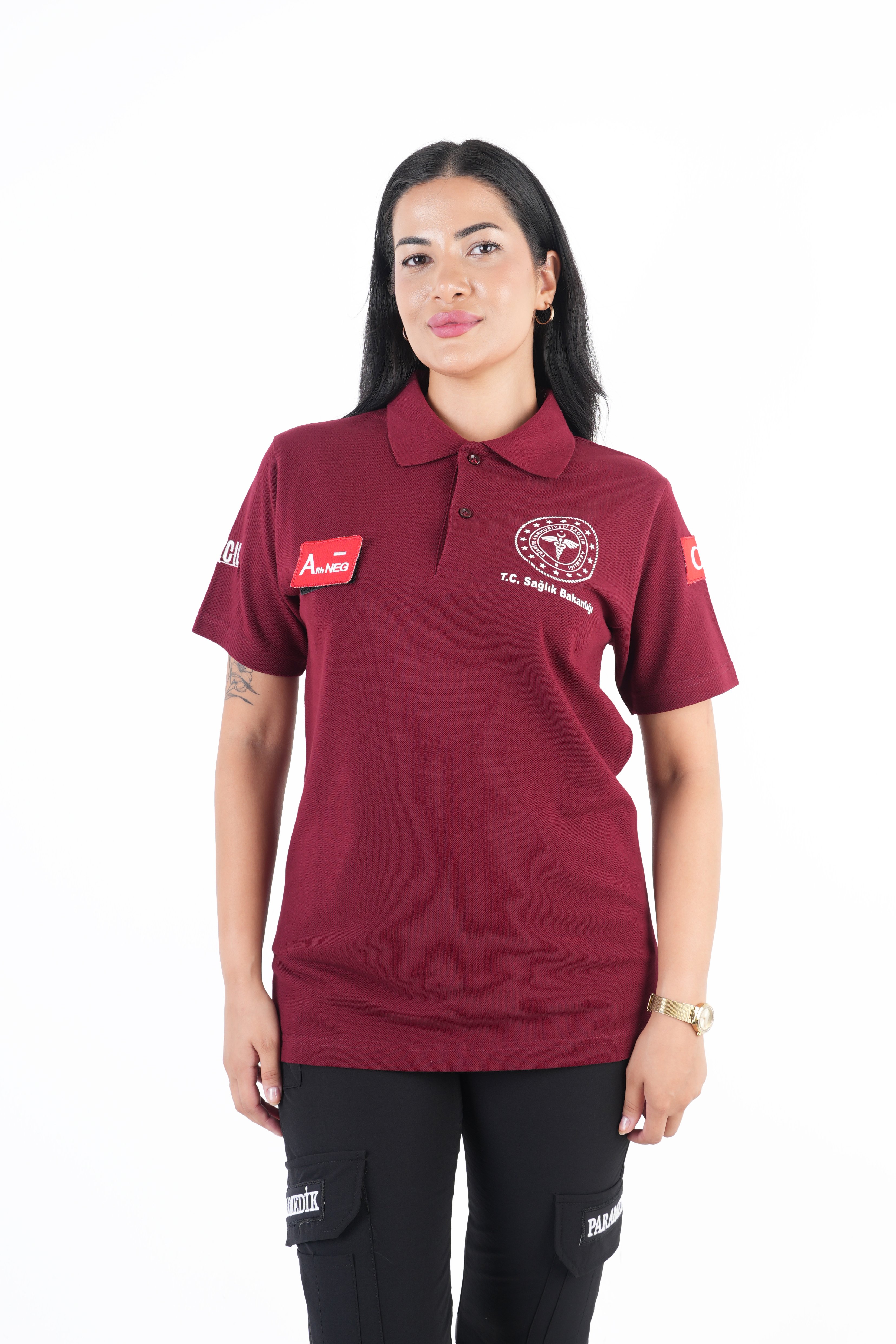 Sağlık Bakanlığı 112 Acil Bordo Lacost T-shirt (Unisex)