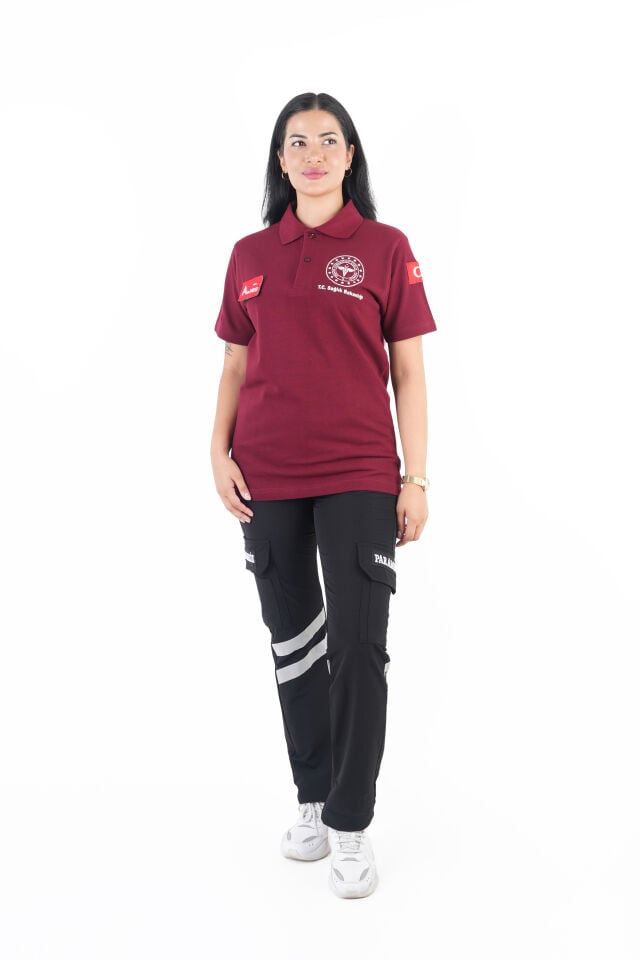 Sağlık Bakanlığı 112 Acil Bordo Lacost T-shirt (Unisex)