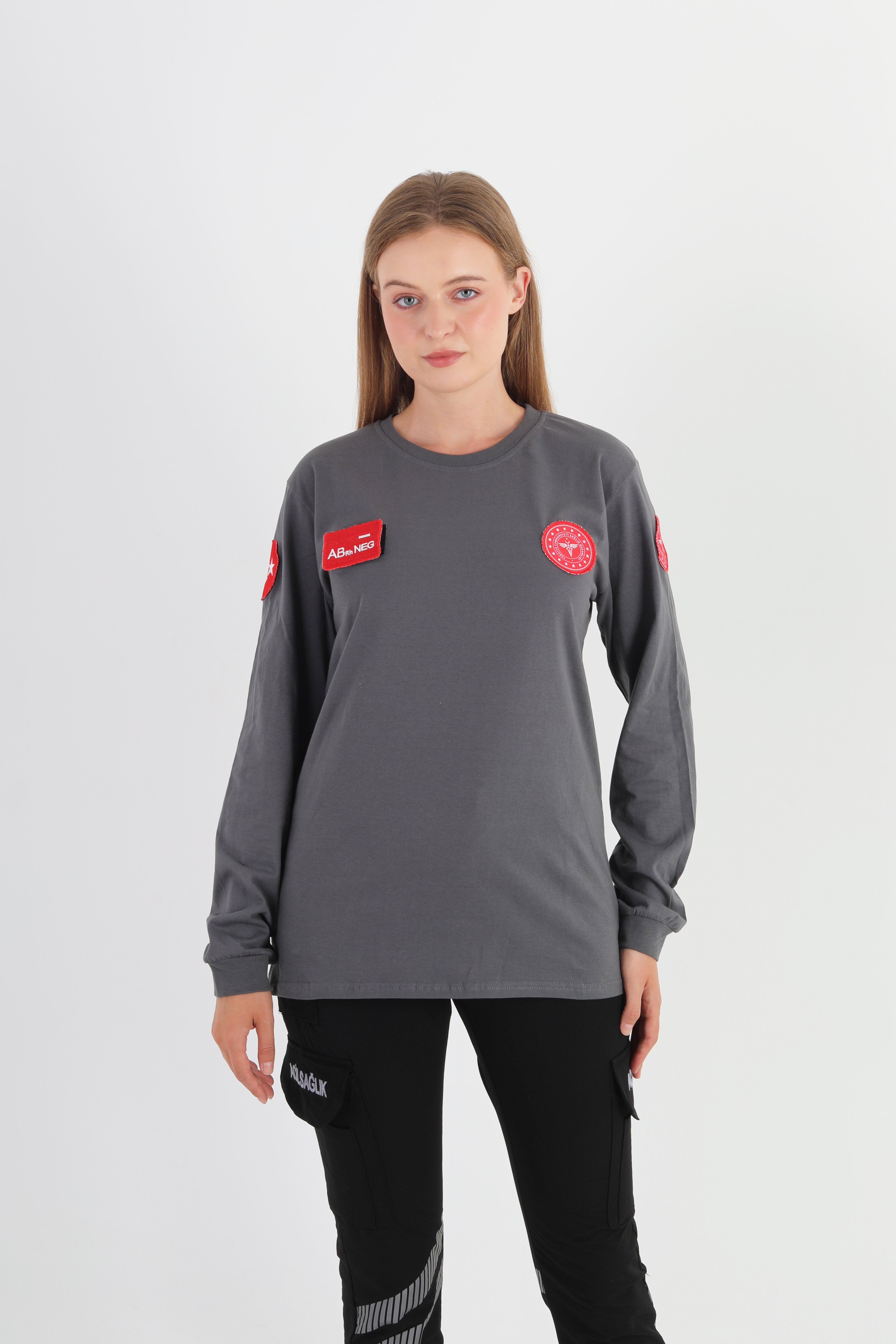 112 Acil Sağlık Füme Penye Uzun Kol T-shirt (Unisex)