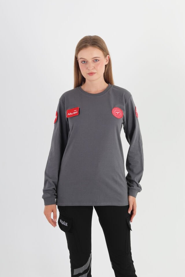 112 Acil Sağlık Füme Penye Uzun Kol T-shirt (Unisex)