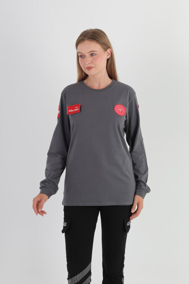 112 Acil Sağlık Füme Penye Uzun Kol T-shirt (Unisex)