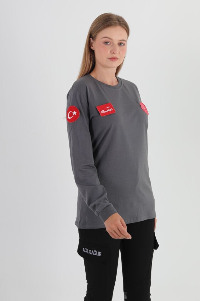 112 Acil Sağlık Füme Penye Uzun Kol T-shirt (Unisex)