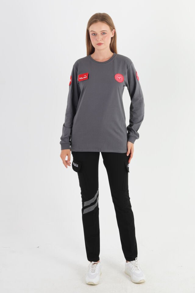 112 Acil Sağlık Füme Penye Uzun Kol T-shirt (Unisex)