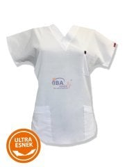 Üst Beyaz Alt Lacivert Alpaka Cerrahi Takım Scrubs