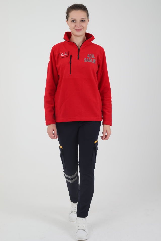 Acil Sağlık Kırmızı Fermuarlı Swit (Unisex)