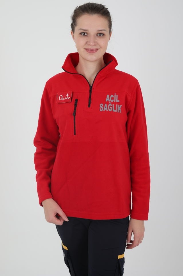 Acil Sağlık Kırmızı Fermuarlı Swit (Unisex)