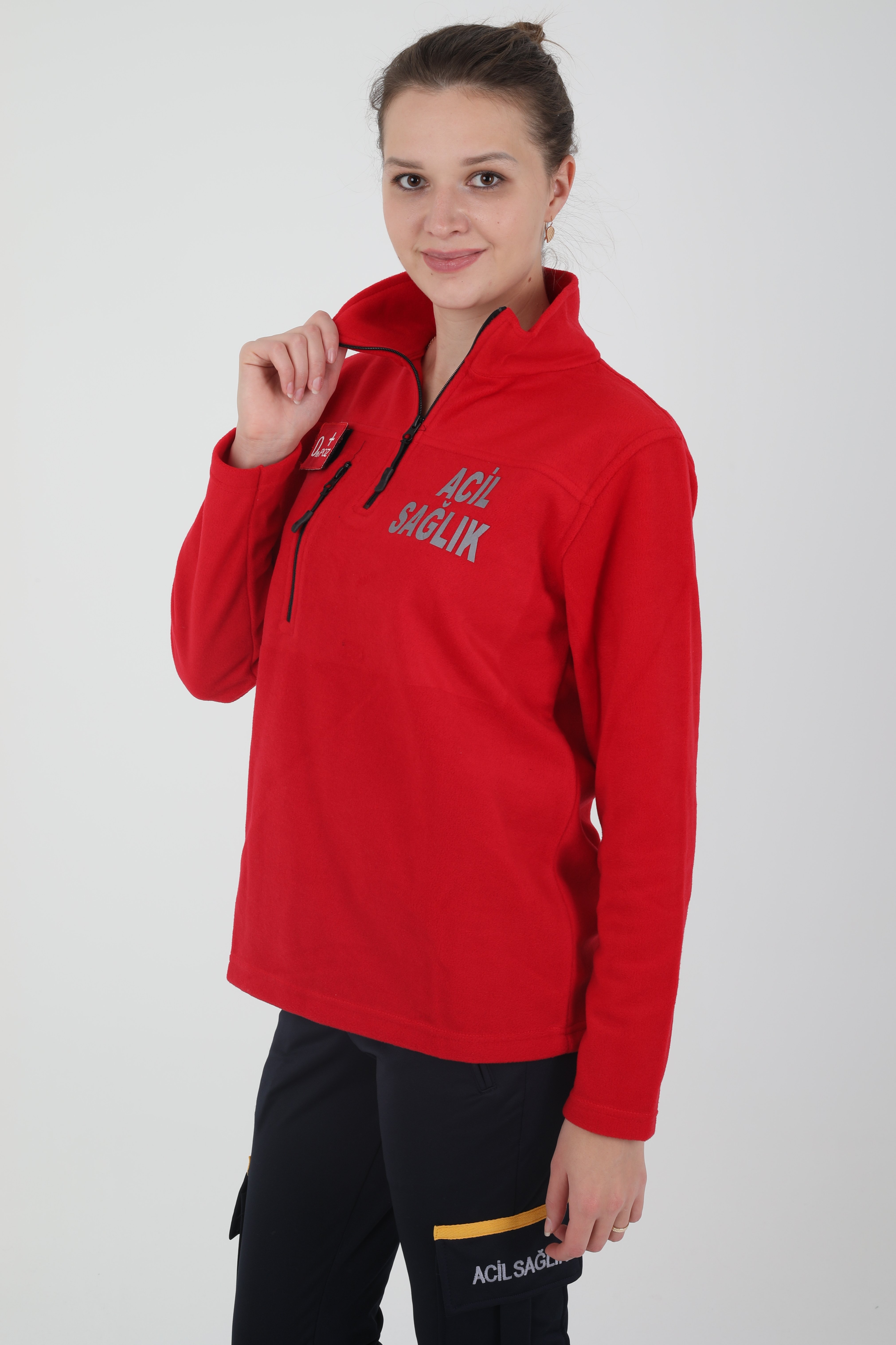 Acil Sağlık Kırmızı Fermuarlı Swit (Unisex)
