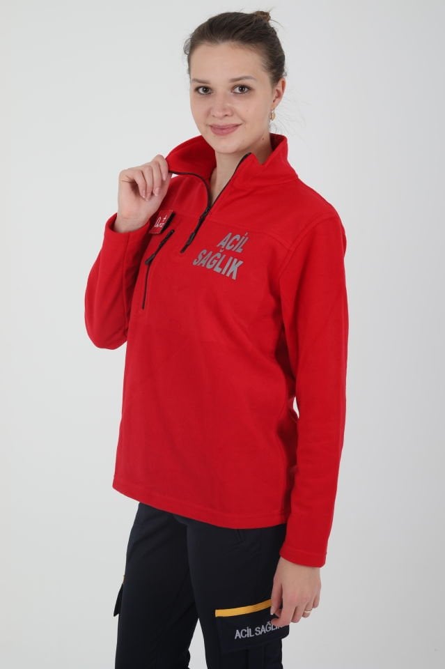 Acil Sağlık Kırmızı Fermuarlı Swit (Unisex)