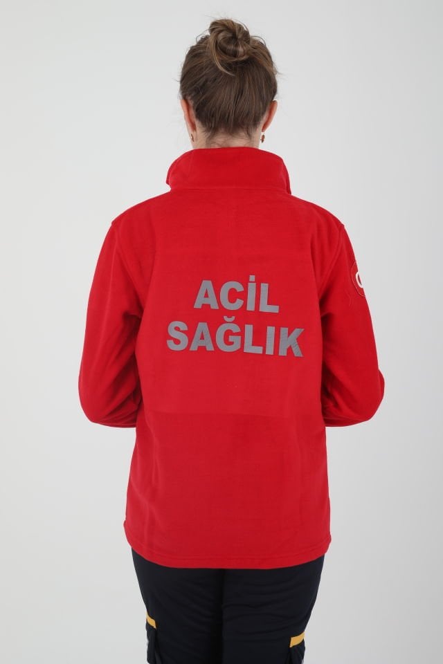 Acil Sağlık Kırmızı Fermuarlı Swit (Unisex)