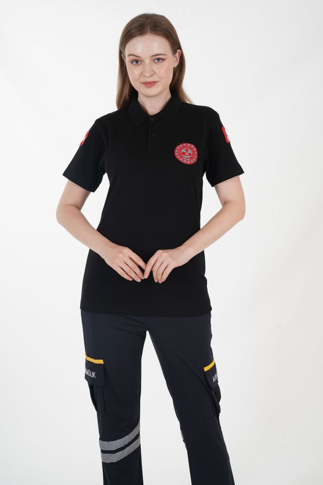 112 Acil Çağrı Merkezi Siyah Lacost T-shirt (Unisex)