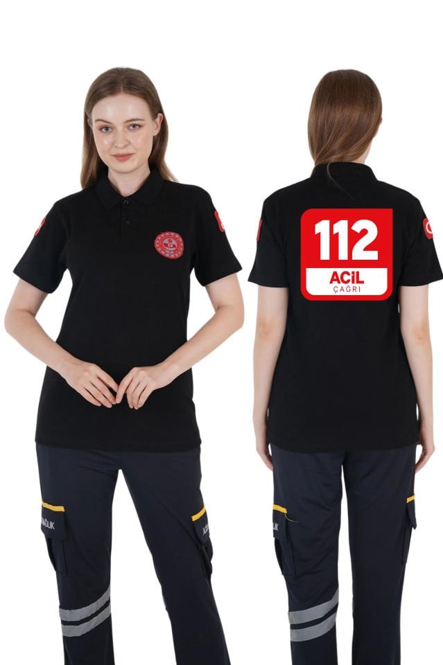 112 Acil Çağrı Merkezi Siyah Lacost T-shirt (Unisex)