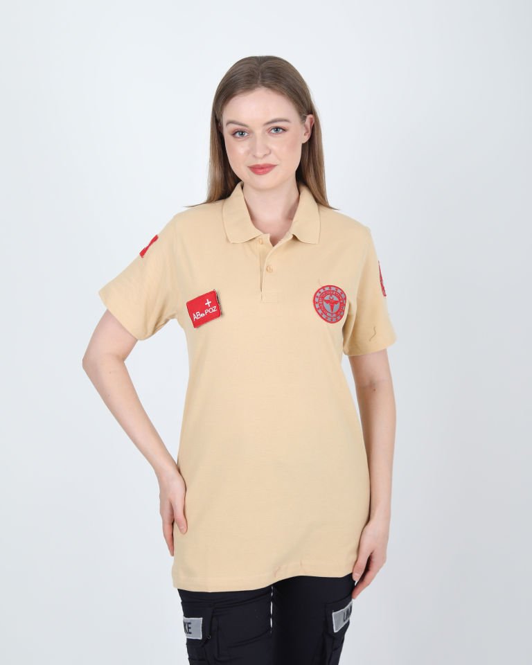 Yeni 112 Acil Sağlık Bej Lacost T-shirt(Unisex)